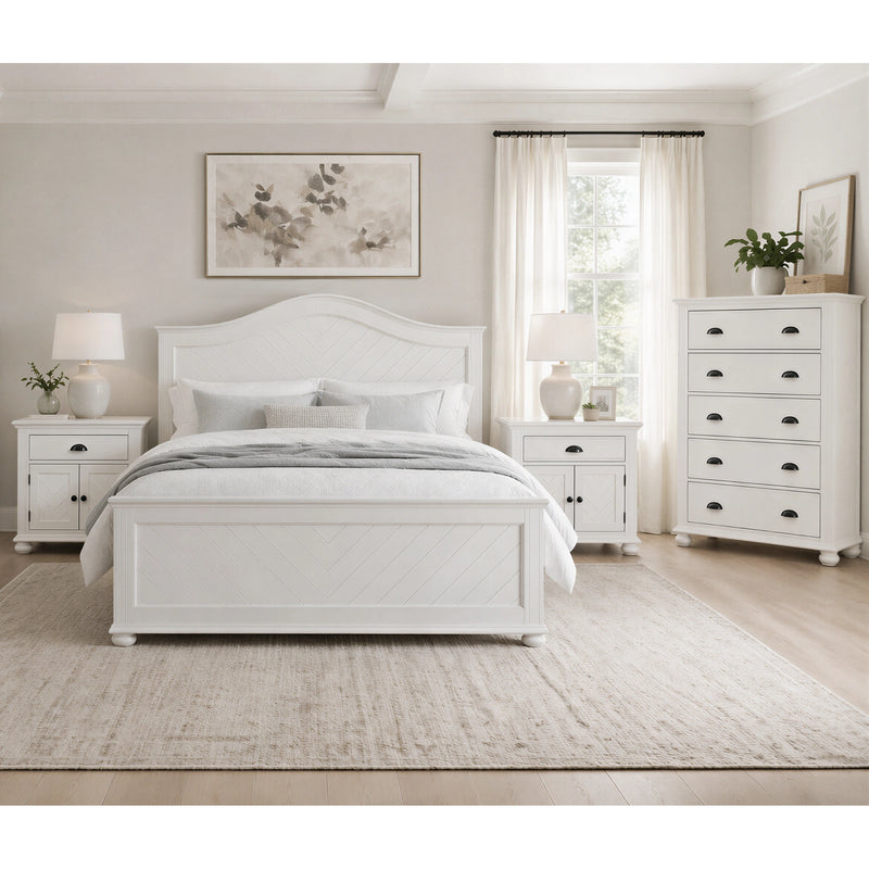Kona Bedroom Set with 2 Nightstands in White
