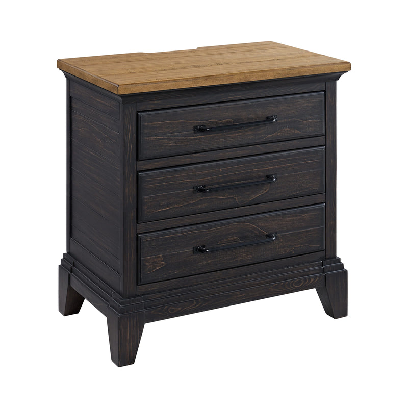 Montrose Nightstand with Charger & Sensor Light in Espresso & Brown