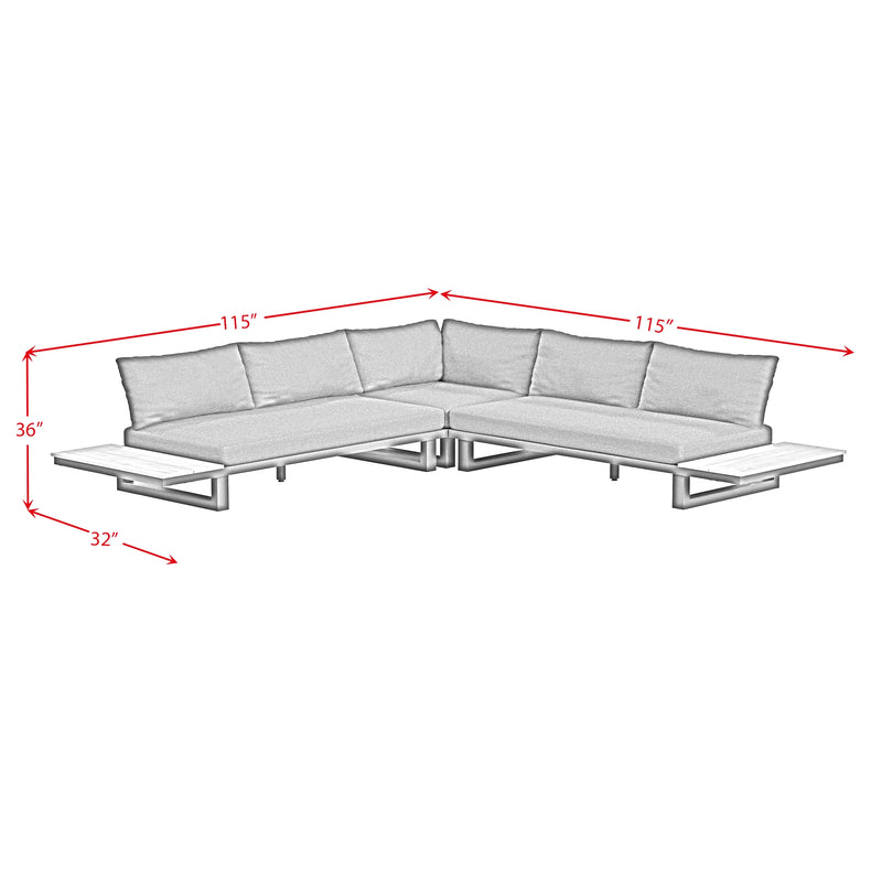 Cabana Three Piece Outdoor Living Set with Dark Grey Olefin in Black