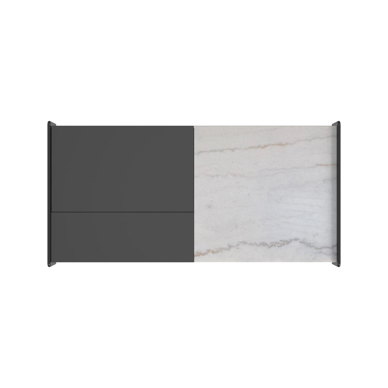 Lanette Coffee Table with White Marble and Lift-Top in Black