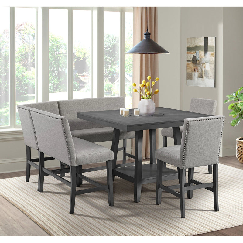 Seneca Counter 3PC Corner Bench with Grey Fabric
