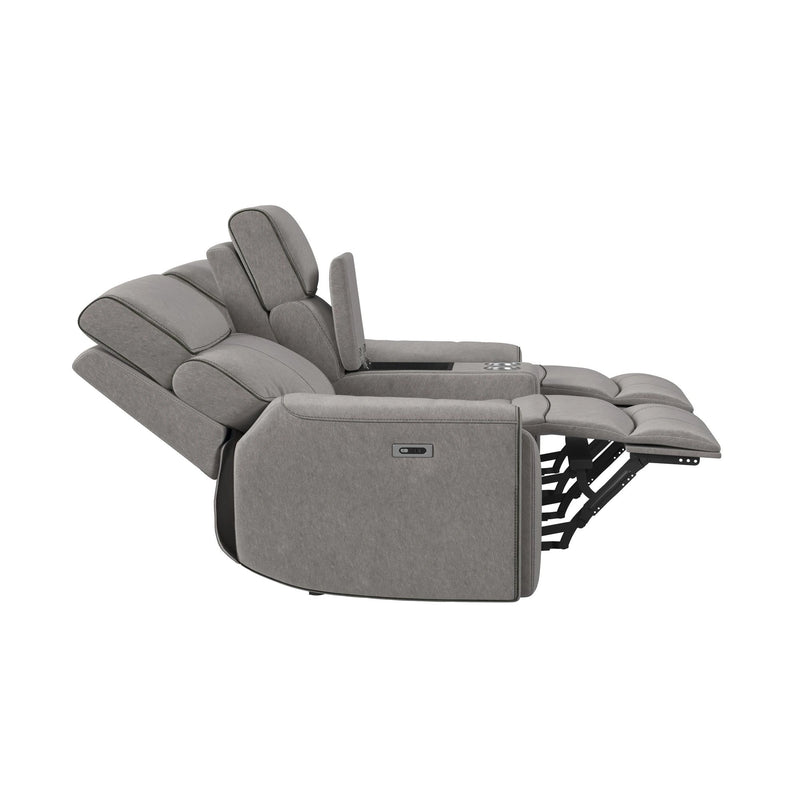 Jackpot P1 Loveseat W/Console in Explore Light Grey