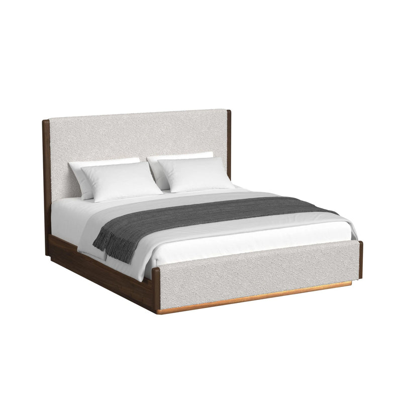 Brisbane UPH Bedroom Set with Boucle Beige and LED in Brown