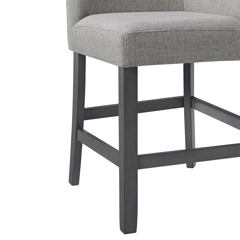 Seneca Counter Corner Bench with Upholstered Back and Grey Fabric