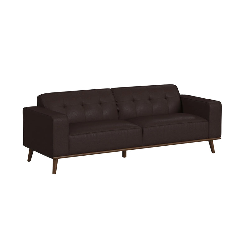 Destiny Sofa with Wood Front in Pebble Brown