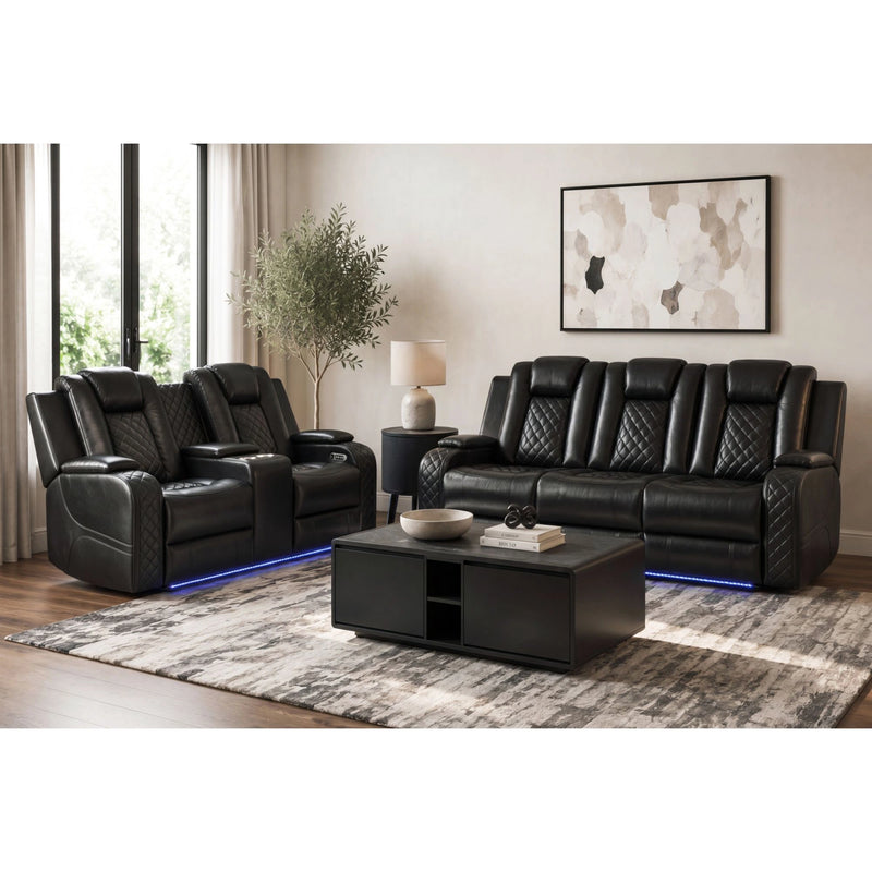 Carlo Power Motion Loveseat with Power Headrest, Console and LED