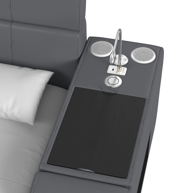 Valari Transformer Bed with Electronic Features in Grey PU