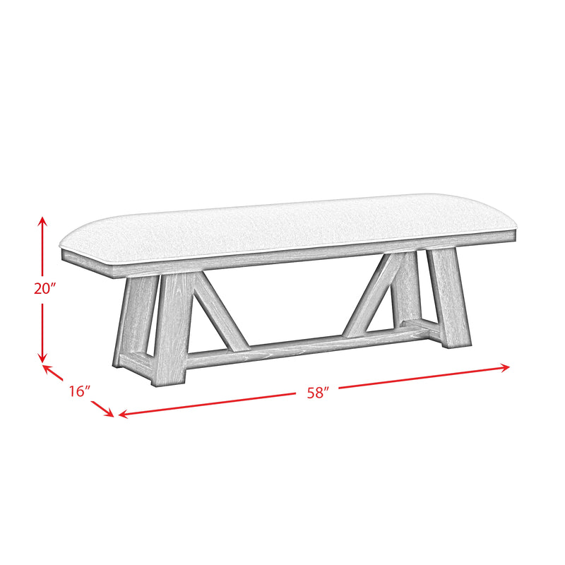 Transcend Bench with Light Grey Fabric in Charcoal