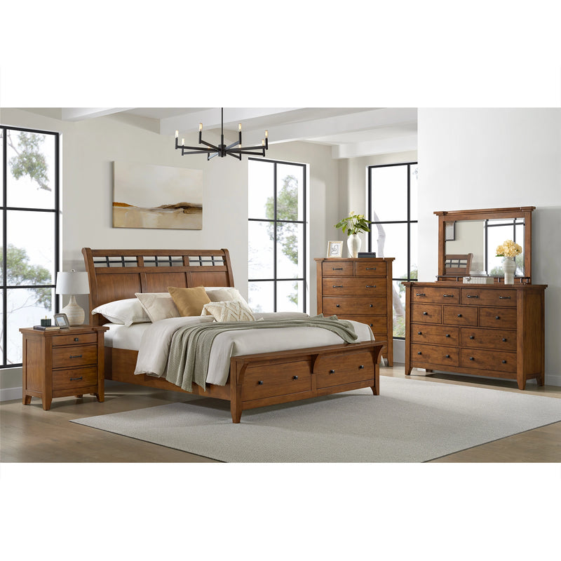Gage Sleigh Storage Bedroom Set in Chestnut