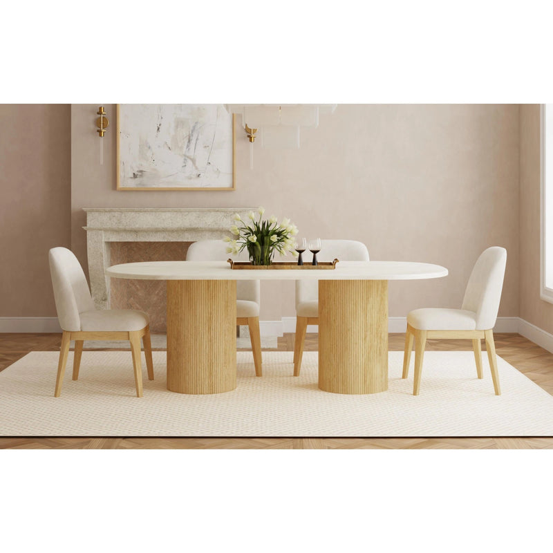 Sylvie Oval Dining Table with White Faux Marble Top