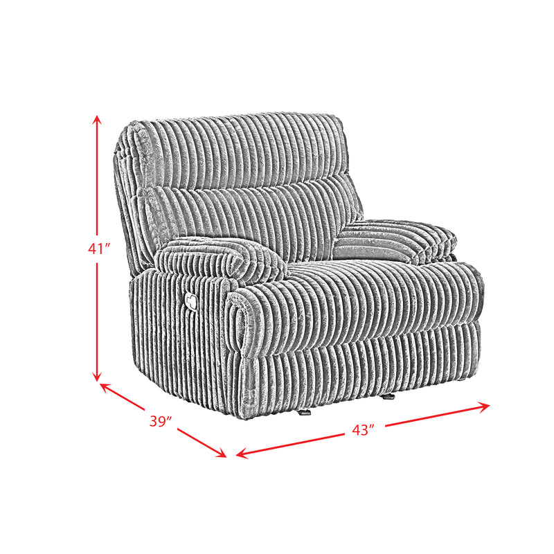 Admiral 3PC Living Room Set in Masis Black-Sofa, Loveseat & Recliner