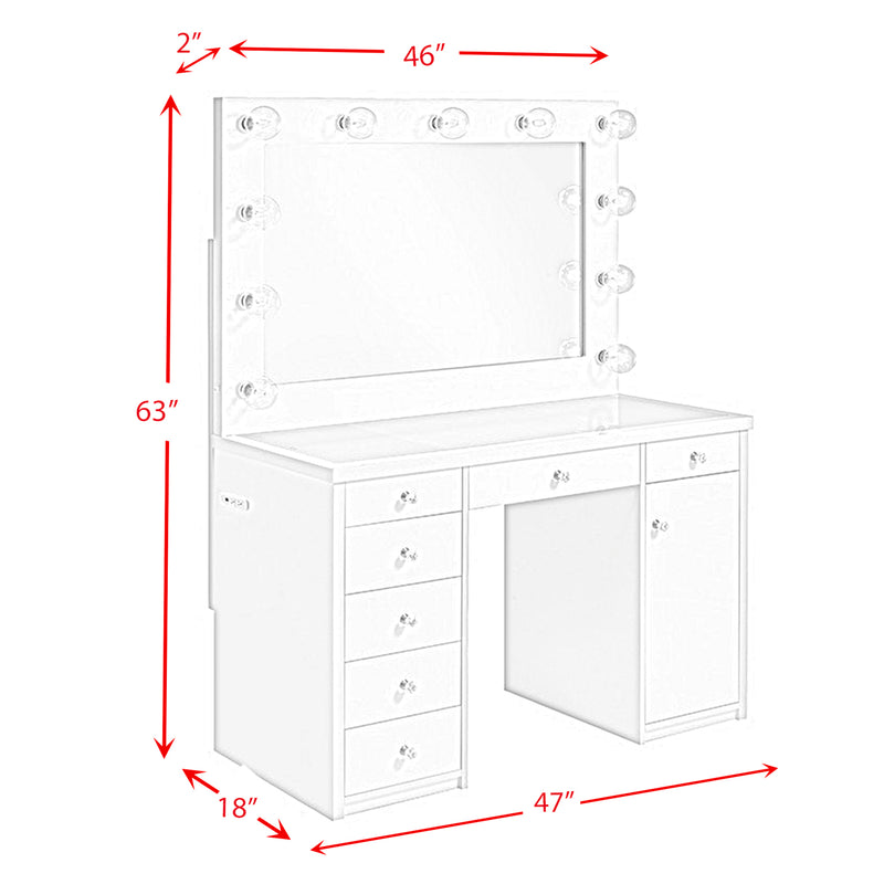 Amia Complete Dressing Table with Lightbulbs