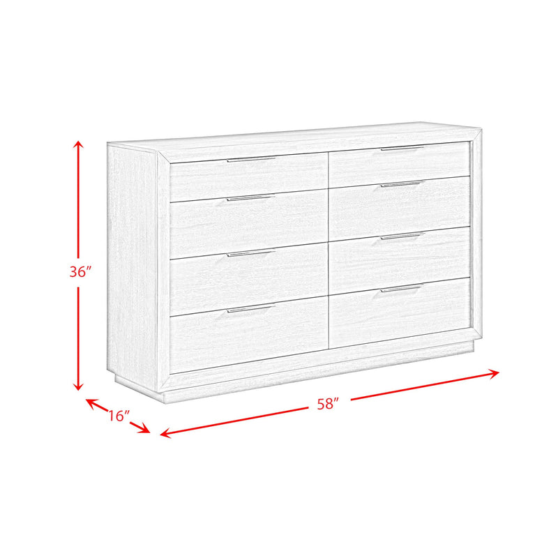 Arcadia 8-Drawer Dresser in Grey