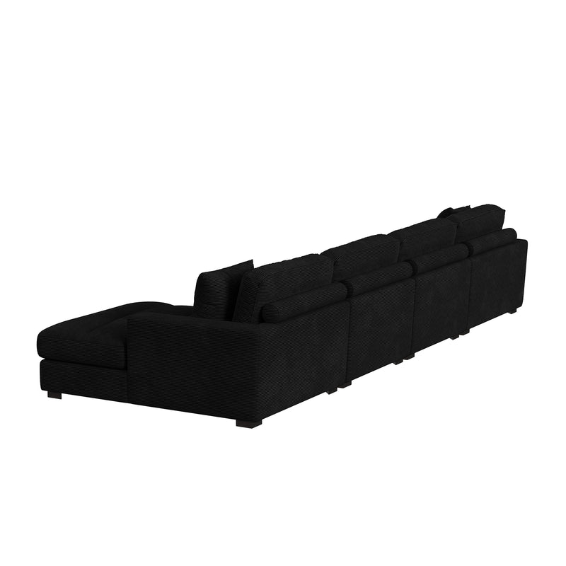 Arizona 4PC Sectional Set with RHF Chaise in Steno Black