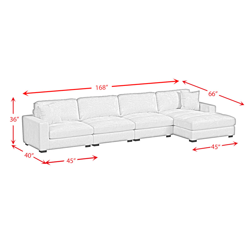Arizona 4PC Sectional Set with RHF Chaise in Steno Black