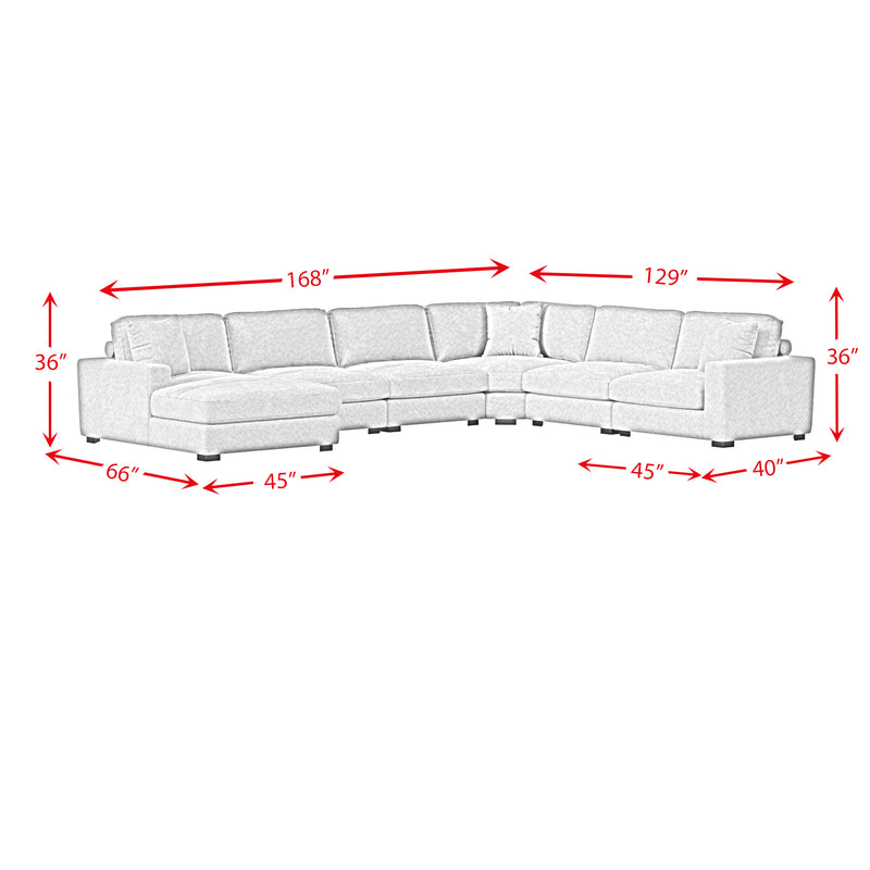 Arizona 6PC Sectional Set with LHF Chaise in Steno Black