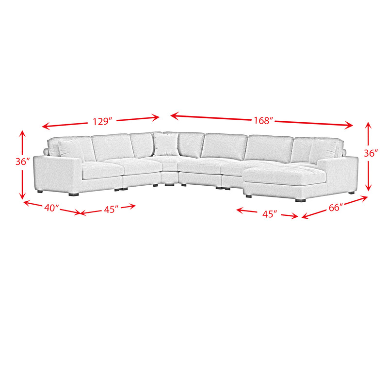 Arizona 7PC Sectional Set with RHF Chaise in Steno Black