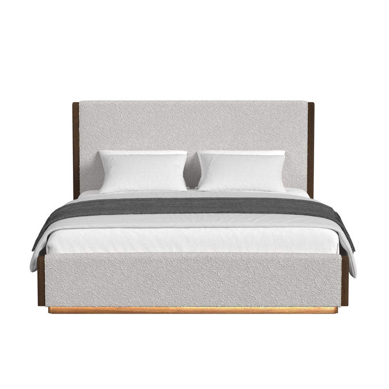 Brisbane UPH Bed with Boucle Beige and LED