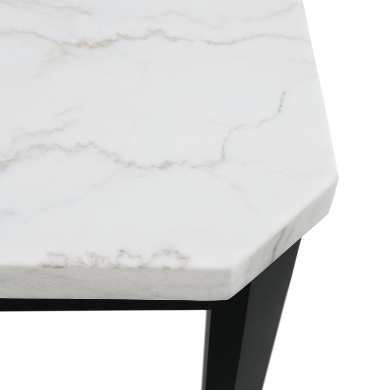 Francesca White Marble Square 5PC Counter Height Dining Set-Table & Four Grey PU Chairs