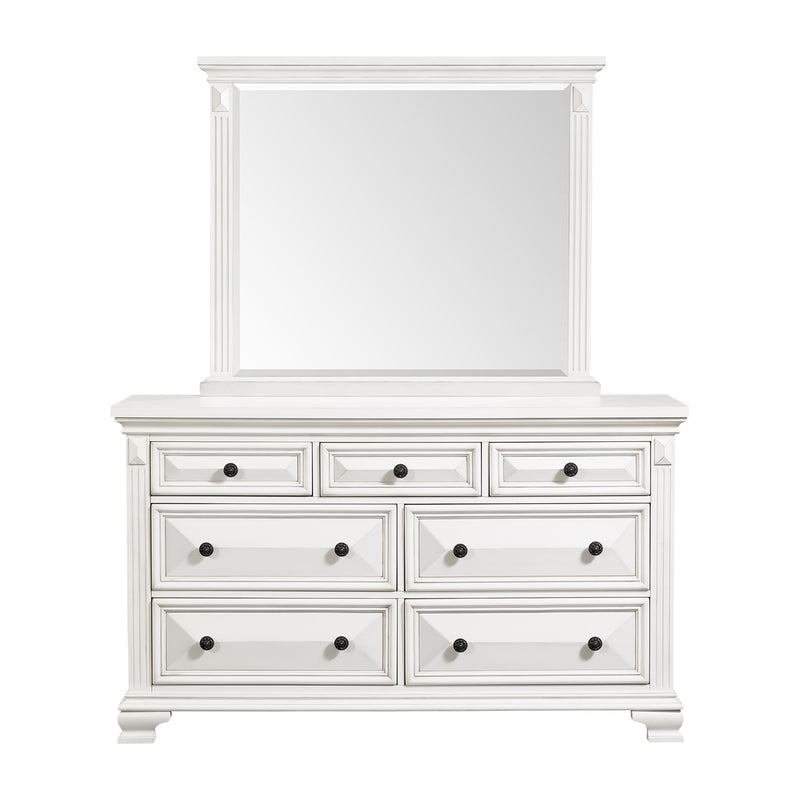 Calloway 7-Drawer Dresser w/ Mirror Set in Antique White