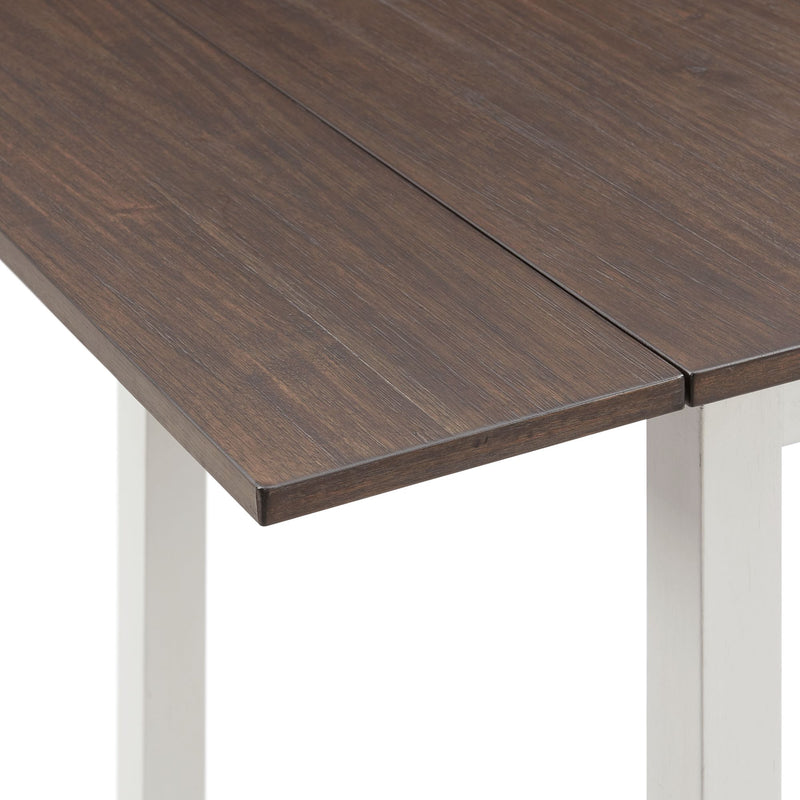 Martin 3 pc Drop Leaf Dining Set (Dark Brown Top - White Base)