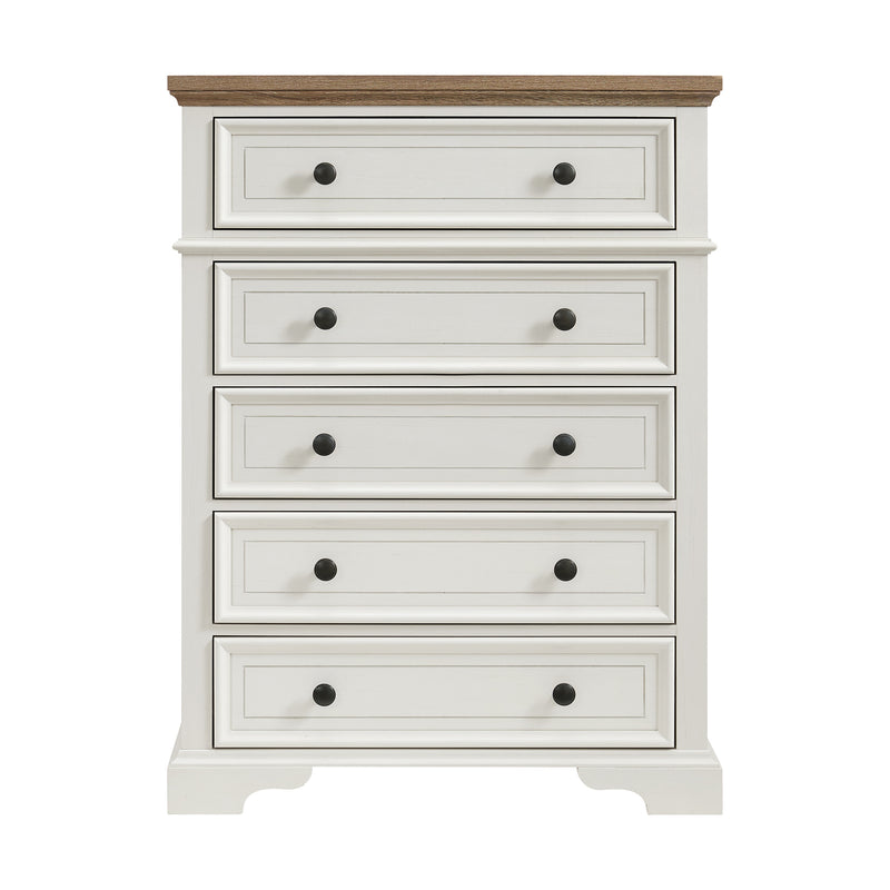 Eastwood Youth 5-Drawer Chest in Brown and Off-White
