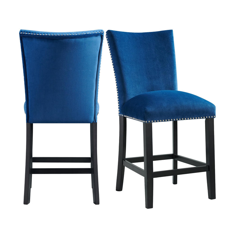 Francesca Blue Velvet Counter Height Chair Set of 2