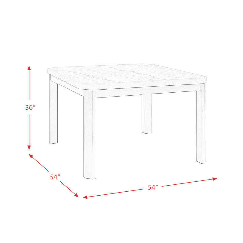 Francesca White Marble Square 5PC Counter Height Dining Set-Table & Four Grey Velvet Chairs