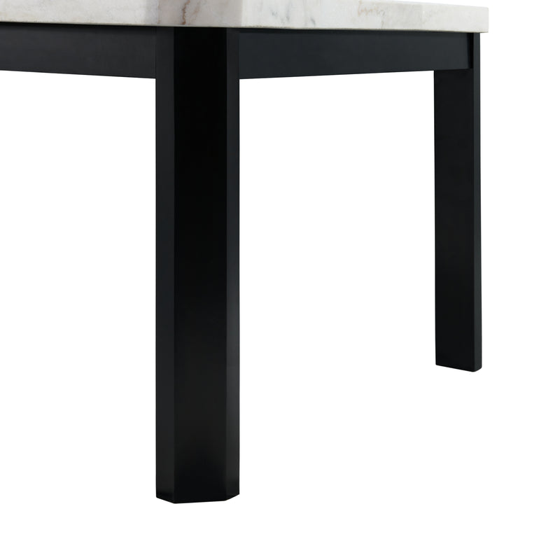 Francesca White Marble Square 5PC Counter Height Dining Set-Table & Four Blue Velvet Chairs