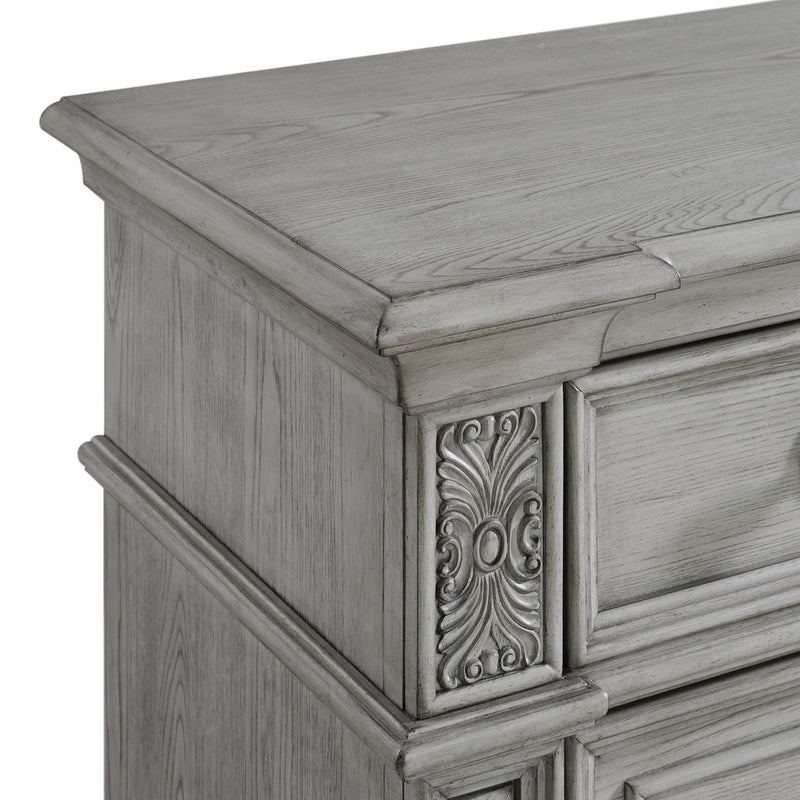 Glenmore 3-Drawer Nightstand with USB in Aged Grey