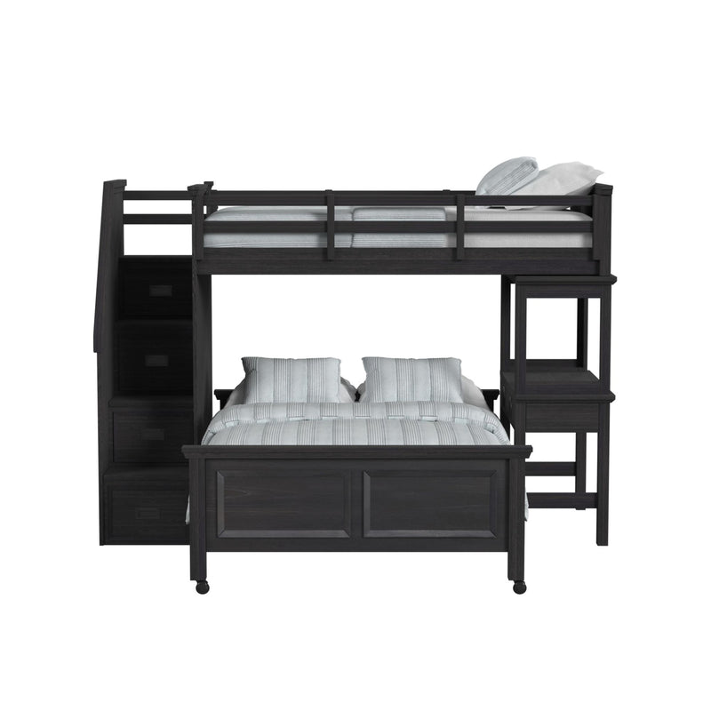Hampton Kids Over Loft with Staircase and Desk with Speaker