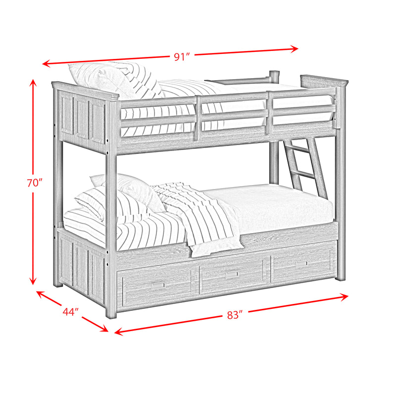 Hampton Kids Over Bunk with Ladder and Trundle Bedroom Set