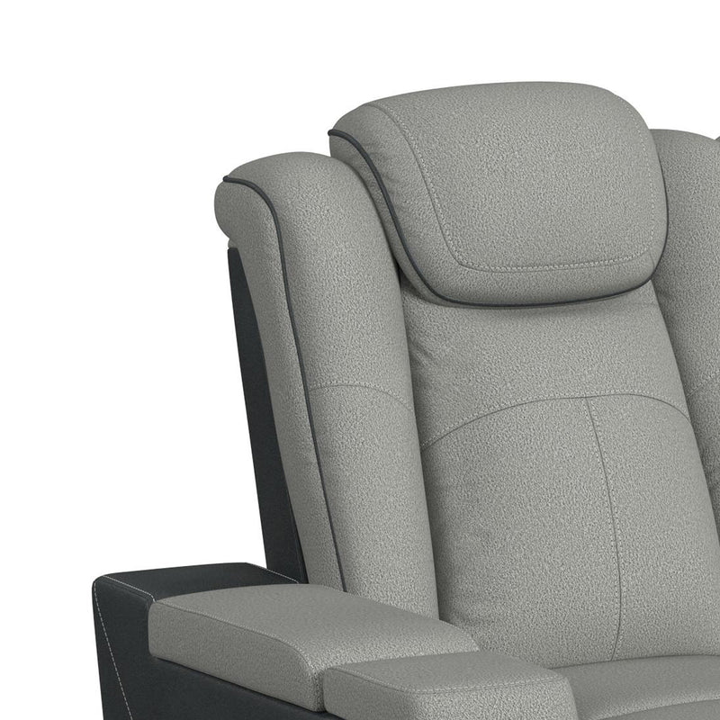 Lantana Power Motion Sofa with Power Headrest, Led, DDT, reading light and PWS in Rocky Cement/Charcoal