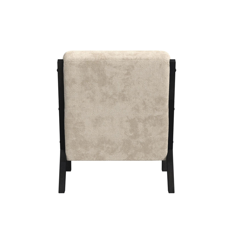 Marina Chair with kidney pillow in Langley Cream and Brushed Espresso Finish