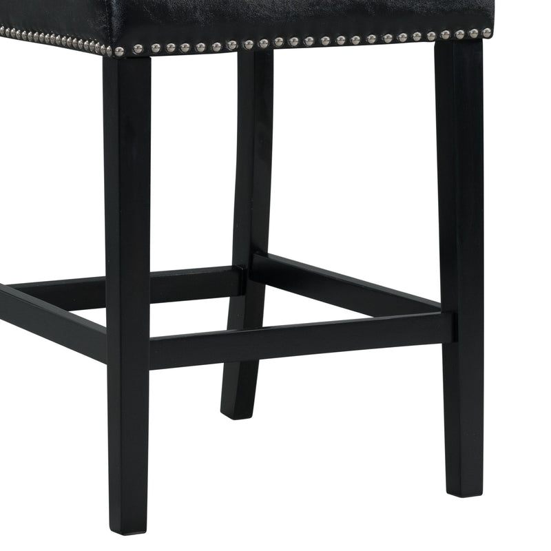 Francesca White Marble Square 5PC Counter Height Dining Set-Table & Four Black PU Chairs