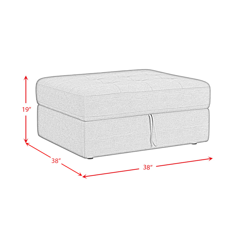 Options One Storage Ottoman in Palmer Plus Ash