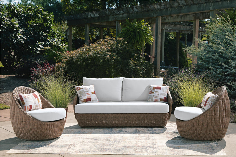 Cardiff Beach Outdoor Loveseat/2 Swivel Chairs (Set of 3)