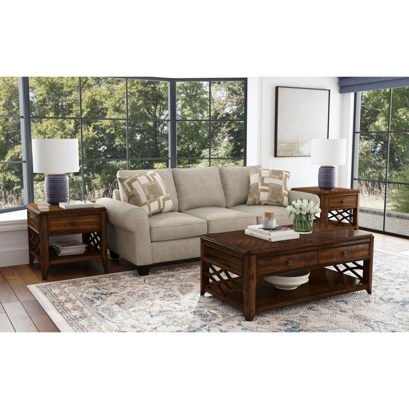 Phillipe 3PC Occasional Table Set in Cherry-Coffee Table & Two End Table