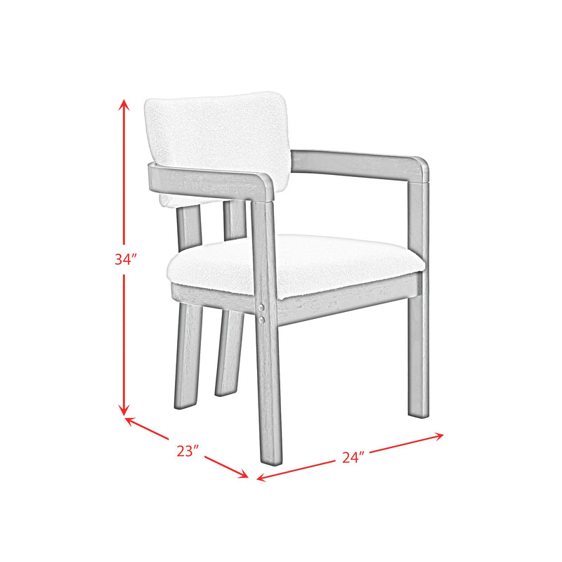 Portland Arm Chair with Snow White Fabric in Black (2 Per Carton)