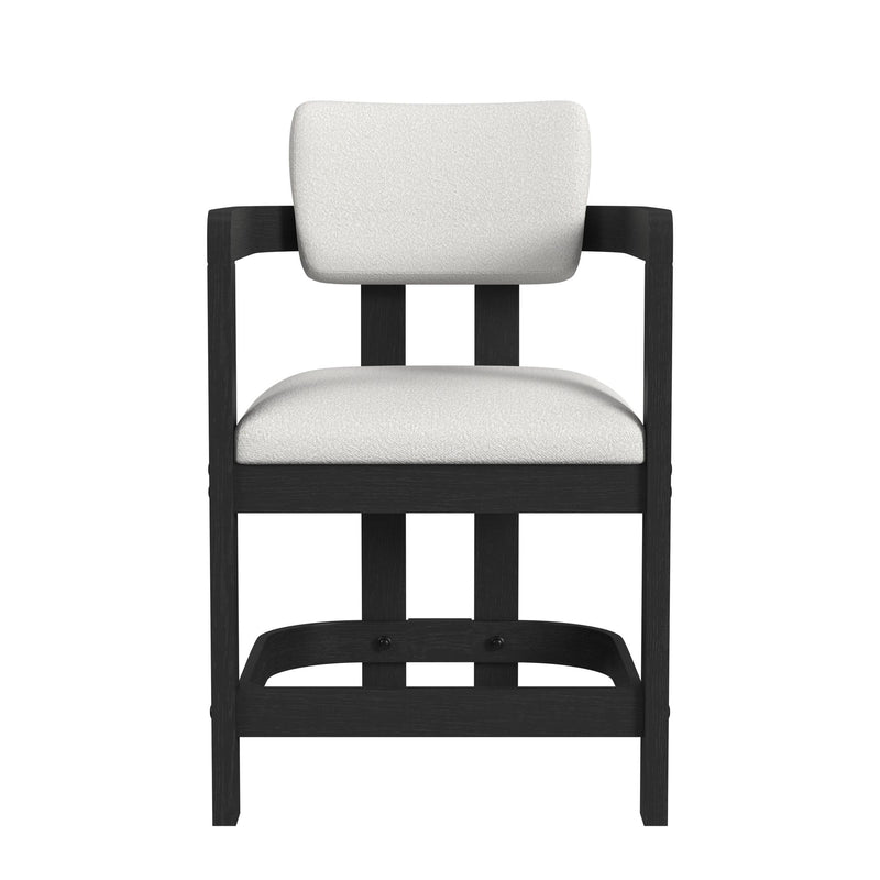 Portland Arm Counter Stool with White Fabric in Black (2 Per Carton)