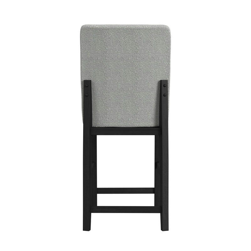 Portland Square Back Barstool with Grey Fabric in Black (2 Per Carton)