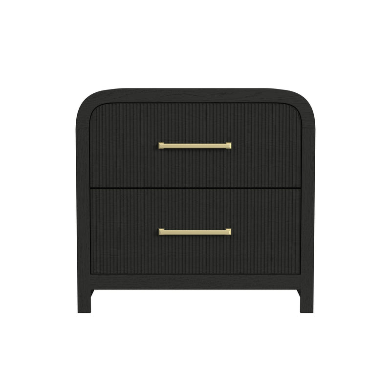 Ridgemont 2-Drawer Nightstand with USB in Black with Grain