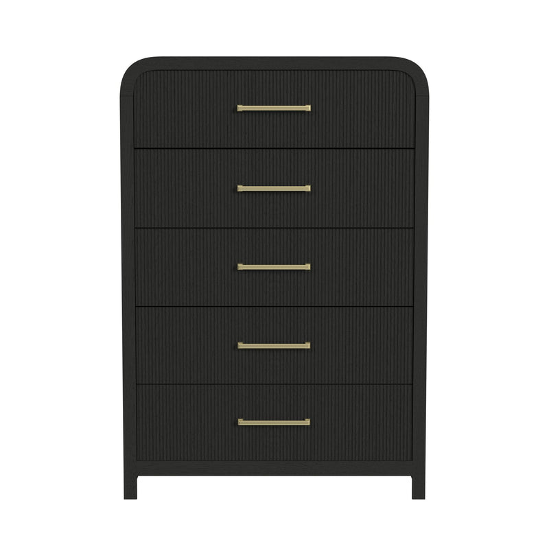 Ridgemont 5-Drawer Chest in Black with Grain