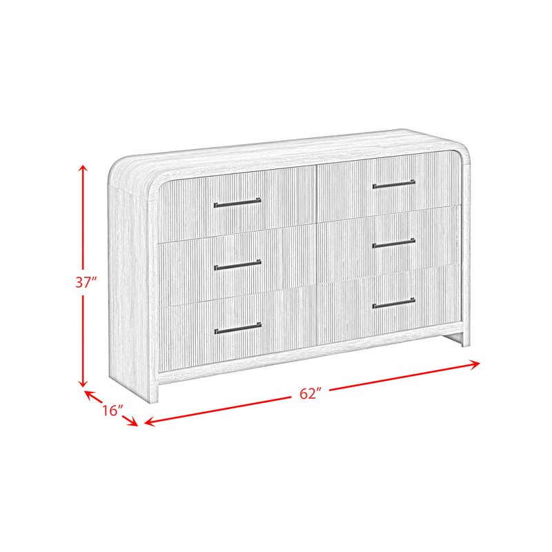 Ridgemont 6-Drawer Dresser in Black with Grain