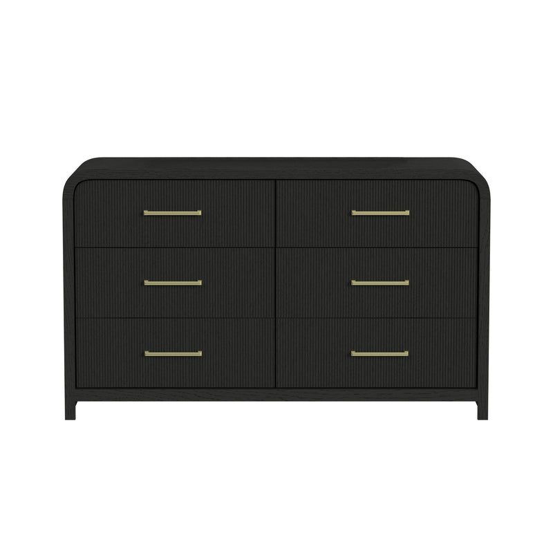 Ridgemont 6-Drawer Dresser in Black with Grain