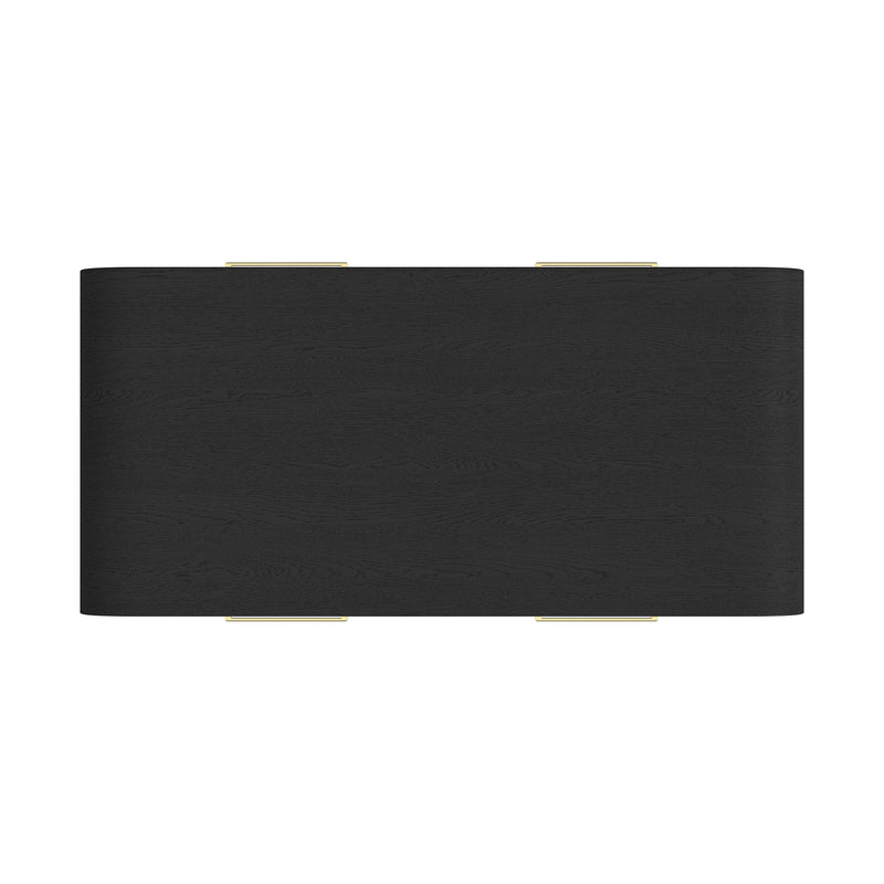 Ridgemont 2PC Occasional Table Set in Black with Grain-Coffee Table & End Table