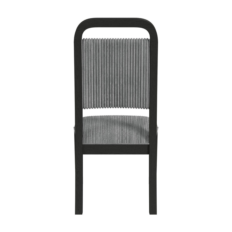 Ridgemont Standard Height Dining Set in Black with Grain-Table and Four Grey Fabric Chairs