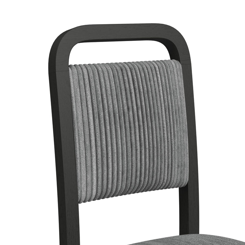 Ridgemont Standard Height Dining Set in Black with Grain-Table and Four Grey Fabric Chairs