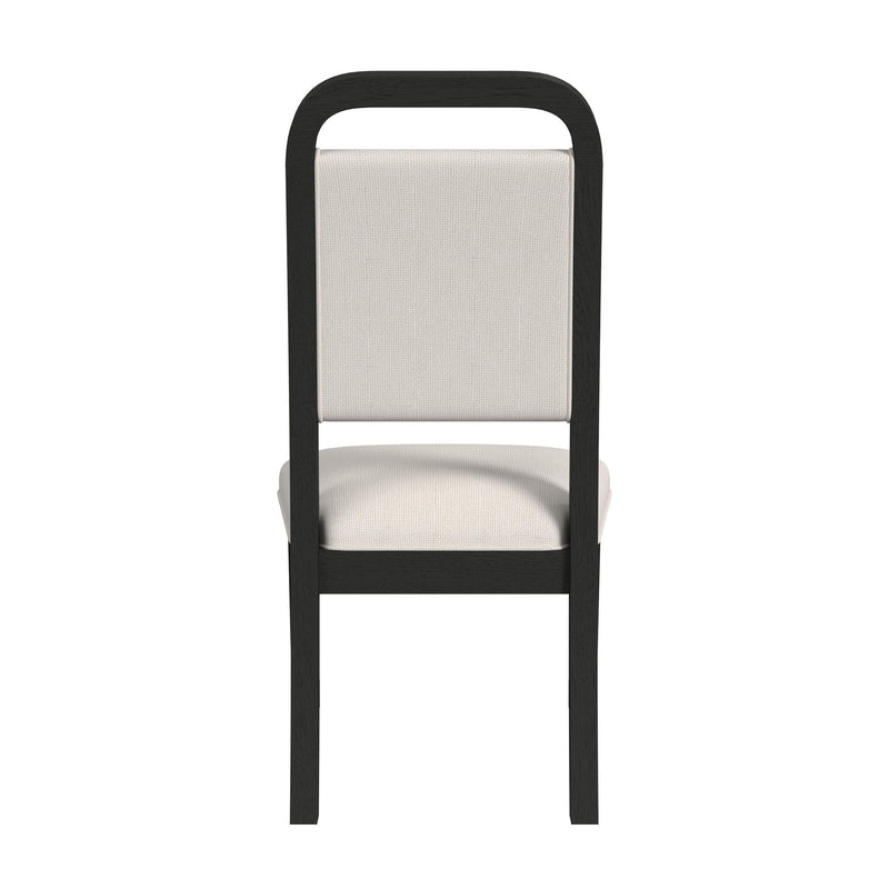 Ridgemont Standard Height Dining Set in Black with Grain-Table and Four Grey Fabric Chairs