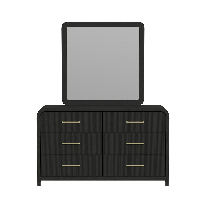 Ridgemont Dresser and Mirror Set in Black with Grain